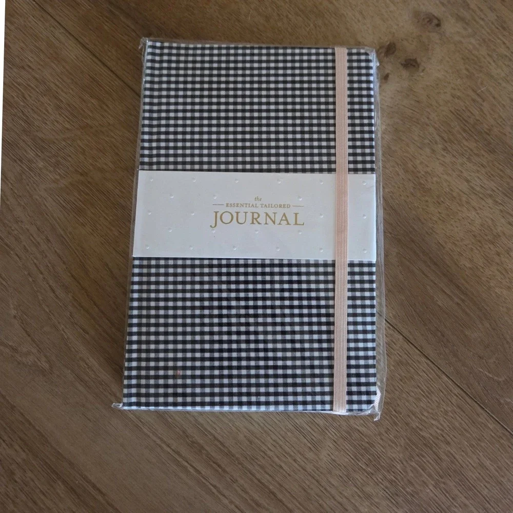 Sugar Paper Los Angeles Gingham Fabric Hard Cover Lined Journal Notebook Black